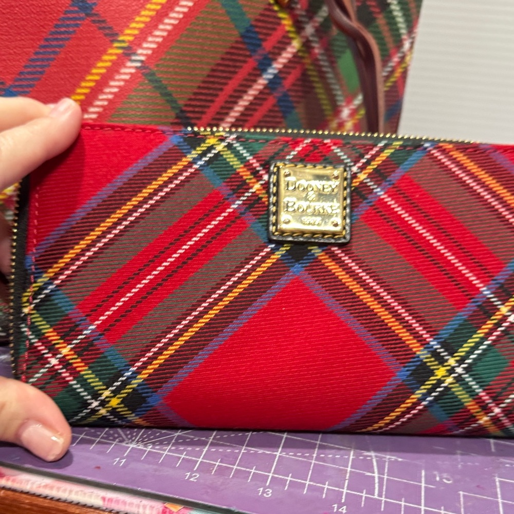 Dooney & Bourke Multicolor Plaid Tote and Wallet - Picture 12 of 16